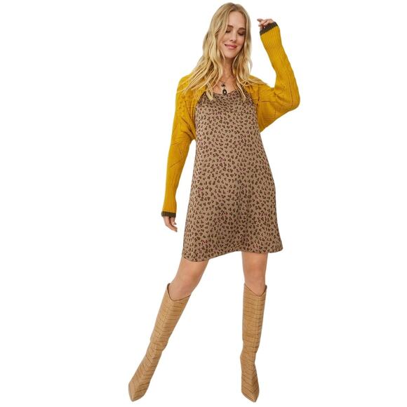 Cabi Animal Print Casino Satin Slip Cami Mini Dress Size Small - Picture 1 of 12